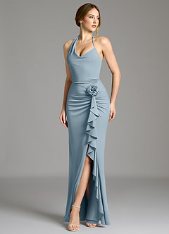 Azazie Gwyneth Bridesmaid Dresses Dusty Blue Mermaid Pleated Premium Stretch Jersey Dress image5