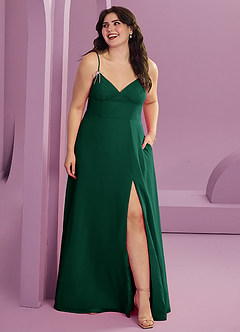 Barbie ♥ Azazie 신부 들러리 드레스 크리스탈 리본 V넥 A라인 드레스 image7