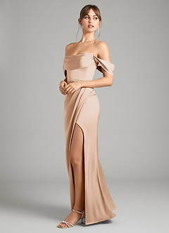 Azazie Johana Vestidos de damas de honor Vestido de Rosa Inglesa de Satén Elástico de Corte Sirena Convertible con Vestidos sin tirantes image7