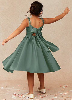 Azazie Cutie Pie Flower Girl Dresses A-Line Pleated Matte Satin Dress image2