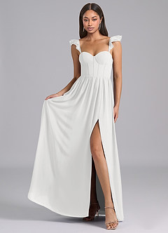 Azazie Denisse Suknie dla druhen Linia A Marszczony Szyfon Do ziemi Sukienka image4