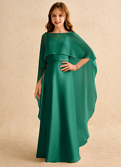 Azazie Fishie Girls Formal Blumenmädchenkleider A-Linie Matte Satin Kleid Smaragd image1