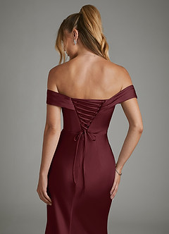 Azazie Hayden Bridesmaid Dresses Cabernet Mermaid Corset Stretch Satin Dress image7
