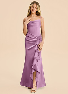 Azazie Rosalia Junior Robe Fourreau en Satin extensible Plissé Glycine image5