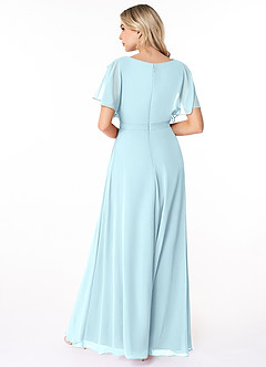 Azazie Aaliyah Bescheiden Bruidsmeisjekleding A-Lijn Bocht Gevouwen Chiffon Vloerlengte Jurk image2