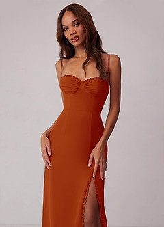Barbie ♥ Azazie Bridesmaid Dresses Paprika Sheath Corset Chiffon Dress image4