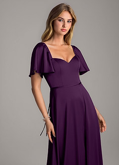 Azazie Chloe Robes de demoiselle d'honneur Robe Trapèze en Satin extensible Encolure en Forme de Cœur Grain De Raisin image6
