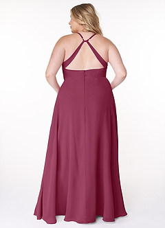 Azazie Davis Bridesmaid Dresses Mulberry A-Line V-Neck Chiffon Dress image8