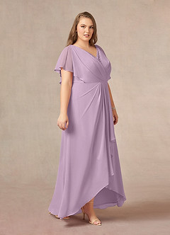 Azazie Eliza Mother of the Bride Dresses Wisteria A-Line V-Neck Pleated Chiffon Dress image4