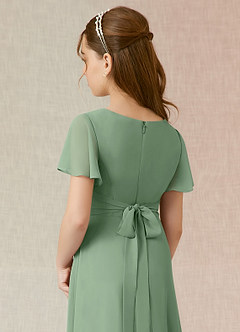 Azazie Induh Vestido de Matcha de Gasa/ Chiffon de Acampanado con Volante image5