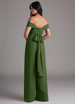 Azazie Lamara Jurken voor bruidsmeisjes Converteerbaar Jumpsuit van Chiffon Off the Shoulder Olijf image5