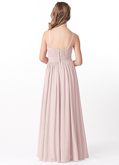 Azazie Astrid Junior Blushing Pink A-Line Floral Chiffon Dress image3