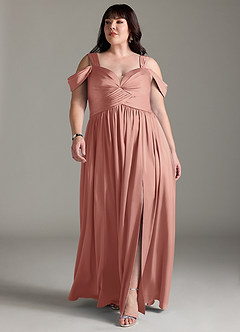 Azazie Lianne Jurken voor bruidsmeisjes Jurk van Stretch Satijn met A-Lijn Off the Shoulder Rozet image11