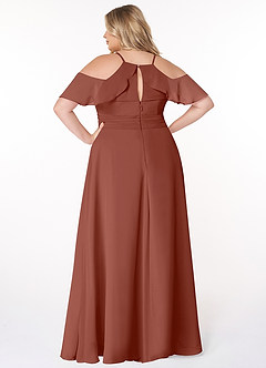 Azazie Dakota Bridesmaid Dresses Auburn A-Line V-Neck Pleated Chiffon Dress image14