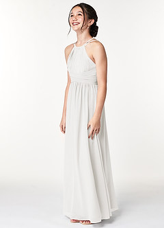 Azazie Melinda A-Line Pleated Chiffon Floor-Length Junior Bridesmaid Dress image6