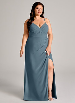 Azazie Maci Bridesmaid Dresses Twilight Sheath Pleated Chiffon Dress image11