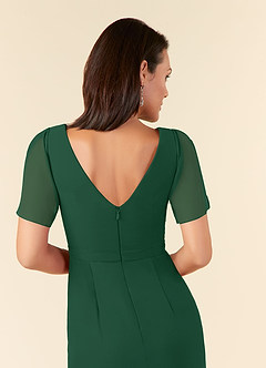 Azazie Marianne Mother of the Bride Dresses Dark Green Sheath V-Neck Pleated Chiffon Dress image6