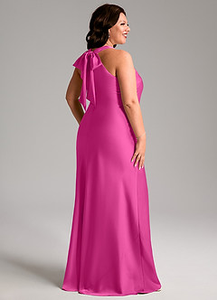 Azazie Doretta Bridesmaid Dresses Fuchsia Mermaid Pleated Stretch Satin Dress image7