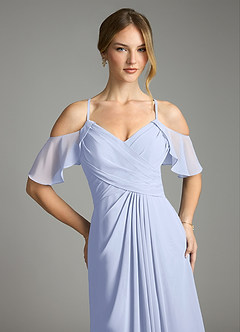 Azazie Dakota Vestidos de damas de honor Vestido de Hielo de Gasa de Corte en A con Cuello en V plisado image7