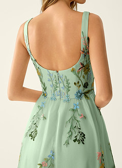 Saofire Vert Clair Robe de bal brodée de fleurs colorées image6