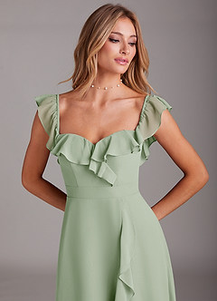 Azazie Lyra Bridesmaid Dresses Dusty Sage A-Line Chiffon Convertible Dress image10