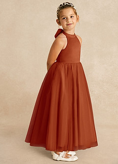 Azazie Bev Flower Girl Dresses Paprika A-Line Convertible Tulle Dress image8