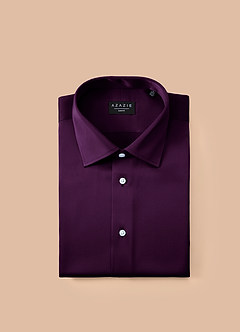 front Julian Grape Stretch Satin Dress Shirt