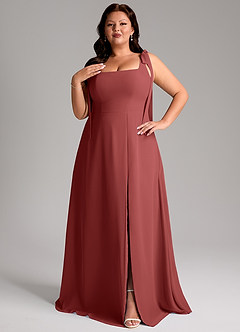 Azazie Debra Bridesmaid Dresses Terracotta A-Line with Pockets Chiffon Convertible Dress image13