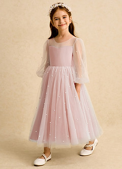 Azazie Trudy Flower Girl Dresses Rosette Ball-Gown Sweetheart Neckline Tulle Dress image4