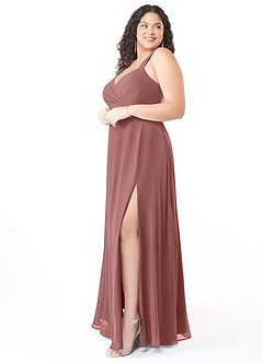 Azazie Nahrin Bridesmaid Dresses Desert Rose A-Line V-Neck Pleated Chiffon Dress image9