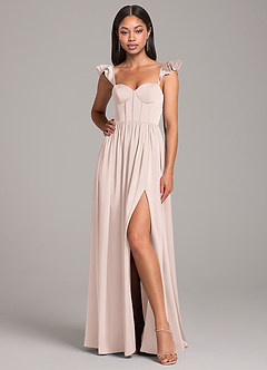 Azazie Denisse Bridesmaid Dresses Blushing Pink A-Line Ruched Stretch Satin Dress image4