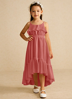 Azazie Karmen Blumenmädchenkleider A-Linie Gestreift Chiffon Kleid Antike Rose image5