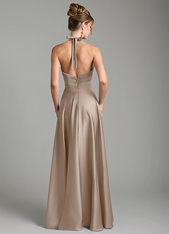 Azazie Tenaya Bridesmaid Dresses Taupe A-Line Sweetheart Neckline Stretch Satin Dress image7