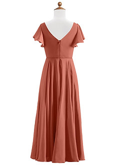Azazie Caria Junior Clay A-Line Pleated Chiffon Dress image8