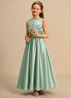 Azazie Ducky Girls Formal Flower Girl Klänningar Klä A-Line i Stretch Satin Plisserad image5