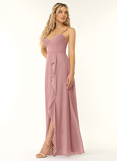 Azazie Naeem Bridesmaid Dresses Dusty Rose A-Line V-Neck Ruffle Chiffon Dress image3