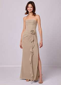 Barbie ♥ Azazie Bridesmaid Dresses Taupe Sheath Strapless Chiffon Convertible Dress image3