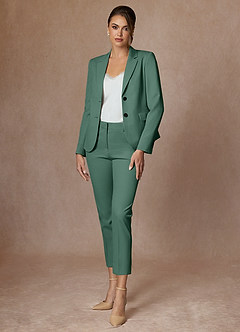 front Whitney Eucalyptus Structured Stretch Cropped Pants Suit