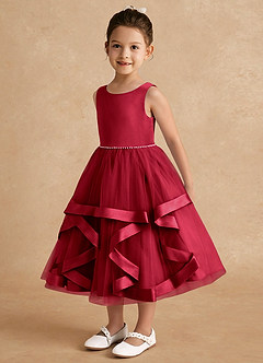 Azazie Posy Flower Girl Dresses Scarlet A-Line Beaded Tulle Dress image3