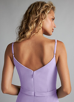 Azazie Summer Bridesmaid Dresses Lilac Mermaid Scoop Cowl Chiffon Dress image6