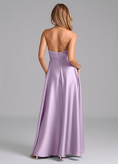 Azazie Tessie Bridesmaid Dresses Frosted Lilac A-Line Pleated Stretch Satin Dress image2