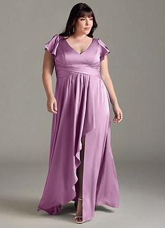Azazie Omari Bridesmaid Dresses Wisteria A-Line Stretch Satin Dress image8