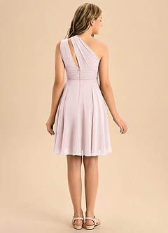 Azazie Charlize Junior Jurk van Chiffon met A-Lijn Geplooid Blozend Roze image2