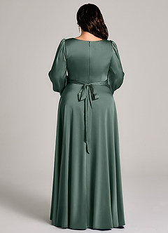 Azazie Leonia Suknie dla druhen Linia A Długi rękaw Satyna elastyczna Do ziemi Sukienka image13