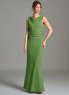 Azazie Kieryn Bridesmaid Dresses Basil Mermaid Pleated Chiffon Dress image1