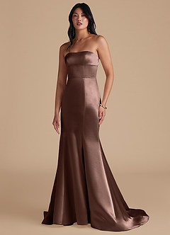 Azazie Aura Bridesmaid Dresses Espresso Mermaid Metallic Satin Convertible Dress image9