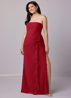 Barbie ♥ Azazie Bridesmaid Dresses Scarlet Sheath Strapless Chiffon Convertible Dress image10