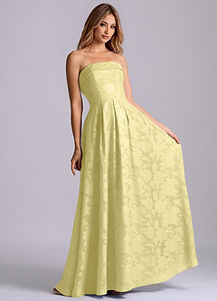 Azazie Lucienne Bridesmaid Dresses Lemon Sorbet A-Line Strapless Floral Burnout Dress image4