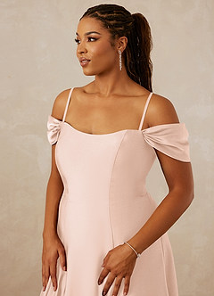Christian Siriano Bridal for Azazie 1002 Bridesmaid Dresses Blushing Pink A-Line Off the Shoulder Stretch Satin Convertible Dress image9