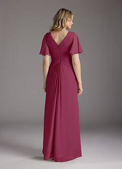 Azazie Morning Glory Mother of the Bride Dresses Mulberry A-Line V-Neck Ruched Chiffon Dress image2